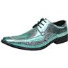 JiuQing Scarpe Eleganti Chelsea da Uomo Scarpe A Punta Scarpe da Sera alla Moda Oxford Formali Stringate in Pelle Verniciata,Verde,46 EU