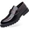 Dcbdx Mocassini Uomo Classici con Fibbia Scarpe Stringate Lucide Suola Spessa a Carroarmato Punta Affusolata Eleganti Formali,Nero,42 EU