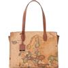 Alviero Martini 1A Classe Borsa Shopping Geo Classic, Stampa Geografica, Beige Naturale