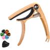LinnWell Capotasto per chitarra acustica, capotasto per chitarra elettrica, in lega di zinco, accessori per chitarre acustiche ed elettriche, ukulele, mandolino, banjo e basso (legno chiaro con 6 plettri)