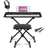 MAX Rhapsody61L - Tastiera con supporto, sgabello e cuffie, 61 tasti luminosi, tastiera Piano, pianoforte E con 300 suoni e ritmi, accompagnamento automatico, funzione di apprendimento