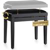 Classic Cantabile Panca per pianoforte nero opaco - Altezza regolabile da 47 a 56 cm - Sgabello con meccanismo a fuso - Seduta panchetta 55 x 32 cm - Sedia con rivestimento in velluto, stabile