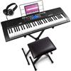 MAX Rhapsody61 - Pianoforte Tastiera, 61 Tasti con Cuffie, Supporto Tastiera e Sgabello da Pianoforte, Display LCD, 50 Canzoni Demo, Funzione di Apprendimento, 300 Tipi di Suono - Set Completo