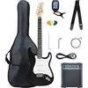 McGrey Rockit ST Set Chitarra Elettrica 8 pezzi per principianti: chitarra, amplificatore, corde, custodia, accordatore, plettri, tracolla e cavo. Colore: Nero.