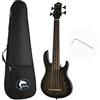 Batking Ukulele basso fretless a 4 corde, Ukulele elettrico con borsa da concerto (Nero)
