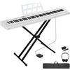 LEADZM 88 tasti semi-ponderati Digital Piano, tastiera elettronica con doppio tubo a forma di X, supporto Bluetooth MIDI, supporto per spartiti, pedale Sustain, cuffie (bianco)