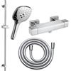 Fortis set doccetta con termostatico, doccetta Push con 3 getti, asta saliscendi, flessibile doccetta, 84511THPC+50129TTPC+53162150PC+15507PC, Scala cromo [Rubinetteria Bagno > Rubinetteria Doccia]