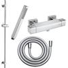 Fortis set doccetta con termostatico, doccetta ad asta in metallo, asta saliscendi, flessibile doccetta, 84511THPC+50129TTPC+53162150PC+15501PC, Scala cromo [Rubinetteria Bagno > Rubinetteria Doccia]