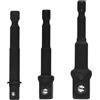 Duronge Set di 3 adattatori per bussola, 1/4, 3/8, 1/2, adattatore bit, nero, per avvitatore a percussione, avvitatore a batteria e trapani, punte precise per trapano
