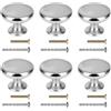 Syclishorn 6 pomelli rotondi per armadio, cucina, colore argento lucido, con viti, moderni, per armadio, cassetti, 25 x 30 mm