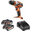AEG BS18C2X LI-202C Trapano Avvitatore Compatto 18V con Mandrino Intercambiabile, 2 batterie da 2.0Ah, Impugnatura Ergonomica, 202mm di Lunghezza, 2 Velocità: 0-450 / 0-1800 rpm