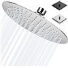BalladHome Soffione Doccia Anticalcare 10 Pollici Rotondo Soffione Doccia a Pioggia in Acciaio Inox 304 Alta Pressione Docce Fisse Facile da Pulire e Installare (25cm, Argento)-Y