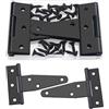YIXISI 4 Pezzi 75mm Cerniere a T, Cerniera a T per Porta, Cerniere Porta Esterna in Metallo con 24 Pezzi Viti, per Porte, Finestre, Capannone, Recinzione, Armadi, Nero