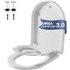 IDEALHOUSE Copriwater con abbassamento automatico, sedile WC con chiusura rapida, per bambini, facile da montare, coperchio rimovibile in termoindurente infrangibile, colore bianco, forma a D con