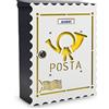 Alubox 08MIAPLBOLLOBI Frontale Intercambiabile per Cassetta Postale MIA con Disegno Francobollo, Bianco