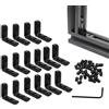 Iverntech 16 pezzi Nero Serie 2020 a forma di L Interno Interno Angolo Connettore Staffa Giunto con Viti Chiave per Profilo di Estrusione In Alluminio Serie 20x20 Slot 6mm
