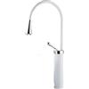 QUINTO Rubinetto Bagno Elegante Rubinetto Per Lavabo Girevole Rialzato Lavabo Da Appoggio Per Bagno Interamente In Rame Nero Caldo E Freddo Altezza Bianco + Argento