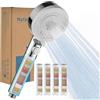 Nafall Soffione Doccia Anticalcare - Soffione Doccia con Filtro Alta Pressione Risparmio Idricocon, Shower Head with filter, Doccino per Doccia con 5 Modi Funzione, Cromo Bianco