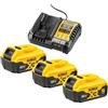 DEWALT Kit 3 baterías carril XR 18V Li-Ion 5Ah y Cargador XR 12V - 14,4V - 18V carril Li-Ion per chi cerca qualità e praticità, per uso pratico e risultati affidabili