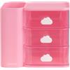 Colourbook Cubby - Organizer Scrivania 3 Cassetti, Mini Cassettiera Portaoggetti, Porta Minuteria (Rosa)