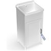 Sicignano Casalinghi Ingrosso Casalinghi Sicignano Mobile Lavatoio in Resina Termoplastica PP/PVC 40x40x85 cm con Vasca E Anta Singola, Kit Montaggio Incluso, per Interno ed Esterno