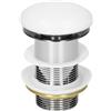 LuxeBath Set di Scarico Universale per Lavabo Senza Troppopieno Piletta Coperta in Ceramica Bianca Acciaio Inox Dimensione Installazione Standard 1 1/4 di pollice Valvola Pop-up