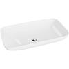 Lavita Toro - Lavello da appoggio rettangolare, senza troppopieno e foro per rubinetto, in porcellana di alta qualità, lavabo per bagno moderno, ceramica per lavabo, 70,5x39x13,5 cm, bianco lucido