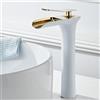 ANWEALTH Rubinetto Bagno Miscelatore Lavabo Miscelatore per Lavello Cascata Bianco+Oro Rubinetto da Bagnos Miscelatore Monoforo per Lavabo Alto da Bagno