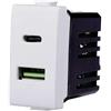 ETTROIT MODULI PRESE INTERRUTTORI SHUCKO PULSANTI USB DIMMER COMPATIBILE CON BTICINO MATIX (MODULO PRESA CARICATORE USB DOPPIO TYPE A + C 1P 3.1A 5V BIANCO)