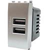 VR VETRINEINRETE Vetrineinrete® Modulo presa doppia USB da muro per placca cassetta 503 compatibile con Vimar Plana 5V 2 Usb (Silver)