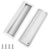 KostaTech - Maniglie da incasso, 2 pezzi, maniglie scorrevoli invisibili a filo per porte, armadi o cassetti, maniglie rettangolari, 152 mm x 48 mm (bianco)