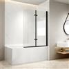EMKE Vetro per vasca da bagno, 110x140 cm, parete vasca da bagno, con Rivestimento Nano Easy Clean, Schermo per Doccia incernierato a 180°, Vetro di Sicurezza da 6 mm