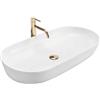 Rea - Lavabo Da Appoggio Cleo 81 Bianco Lavandino Bagno 810 X 410 X 135 mm Ceramica (Bianco)