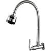 Happymore Rubinetto monoblocco cromato con rotazione di 360° per rubinetto della cucina, 6 tipi, montaggio a parete con acqua fredda, rubinetto da cucina universale per verdure, colore argento