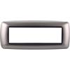 Electron 1 Placca bombata, 7 moduli/posti, Compatibile Con BTicino Living, titanio, cornice nera, Placche arrotondate, Plastica di alta qualità, 100% compatibile con supporti e moduli originali