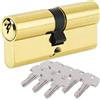 BETOY Cilindro per serratura - 32,5/32,5 (65 mm) porta cilindro, finitura in ottone, sicurezza standard, alta sicurezza