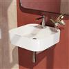 EMKE Lavabo Bagno da Appoggio e Sospeso 40 x 40 x 11 cm, Lavandino Rettangolare in Ceramica Bianco Lucido con Angoli Curvi, Lavello Moderno Salvaspazio per Toilette - Senza Rubinetto e Piletta