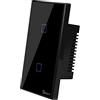VR VETRINEINRETE Vetrineinrete® Interruttore smart 2 canale controller da remoto wireless wifi placca touch domotica (Nero)