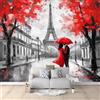 WHUOEUCO Carta da Parati 3D Coppia Di Strada Di Parigi Grigia 400x280 cm Fotomurali Non Tessuto, Murale Poster Moderna Decorazione per Camera da letto, Soggiorno, Camera dei Bambini