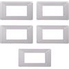 Electron 5 Placche, 4 moduli/posti, Compatibile Con Vimar Plana, colore bianco bianca, Placche In plastica di alta qualità, 100% compatibile con i supporti e i moduli originali