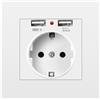 Heilanole Presa Elettrica Standard 'UE con Doppia Porta USB da 5V 2.1A, Prese Elettriche da 16A per Famiglia, Hotel e Residenza.