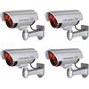 BASI Set di 4 telecamere finte con luce LED lampeggiante | telecamera di sicurezza | telecamera di sorveglianza per interni ed esterni | supporto da parete | senza fili argento | CCTV | 4 pezzi
