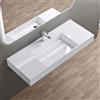 doporro Lavabo Bagno Sospeso Lavabo da Appoggio Rettangolare in Marmo Resina Bianco Lucido, Vasca Centrale 120x48x13 cm con 1 Foro Rubinetto e Piletta Scarico, Colossum12
