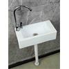 XRB2050 Lavandino a Muro in Resina Plastica 40x20x11cm/15.7x7.9x4.3inch Lavandino Bagno Rettangolare per Piccolo Guardaroba Bagno Wc Degli Ospiti Bianco C - Rubinetto dell'acqua Fredda Singolo