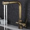 FZHLR 360 Ruotabile, Nichel Spazzolato/Nero/Bronzo Antico/Cromato 3 Vie Del Rubinetto Con Acqua Purificare Funzione Del Rubinetto Acqua Potabile Da Cucina Rubinetti, Bronzo Antico