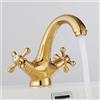 SPORTARC Rubinetto da bagno in ottone, rubinetto girevole a due manopole, adatto per l'installazione sul lavandino per cucina e bagno (oro)