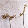 Fw Rubinetto Vasca Bagno, Miscelatore Esterno Per Vasca/doccia 2 Manopole, Con Doccetta & Tubo Flessibile 1.5M & Supporto, Ottone Anticato, Supporto a Parete Per Vasca, Bronzo