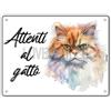Lovelytiles Cartello Attenti Al Gatto 15 X 20 Cm,Facile da installare, per Uso Interno o Esterno,Resistente UV,Resistente alle intemperie, Decorazioni Per La Casa
