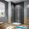 AICA 195 cm Box Doccia Angolare Doppie Porte Battenti Vetro Temperato 6 mm Anticalcare Trasparente 90x90 cm