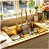 OMGMTSTORE 68 × 45 cm, lavandino a cascata in acciaio inox, con rubinetto 3 in 1, multifunzione, lavello da cucina singolo, con cestello di scarico, vasca di scarico, tagliere, vini per tazze, componente di